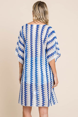 Shop Cotton Bleu by Nu Lab Tied Striped Plunge Half Sleeve Cover-Up - High-Quality U.S. Made Women’s Fashion with Free & Fast Shipping