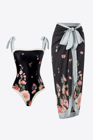 Shop Floral Tie-Shoulder Two-Piece Swim Set - High-Quality U.S. Made Women’s Fashion with Free Fast Shipping