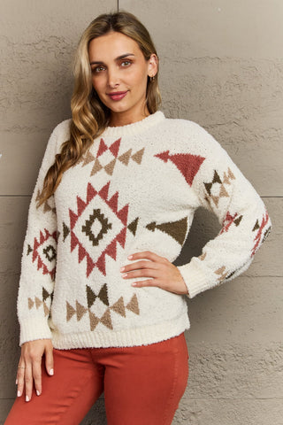 Shop HEYSON Cozy Sunday Aztec Fuzzy Sweater - High-Quality U.S. Made Women’s Fashion with Free Fast Shipping