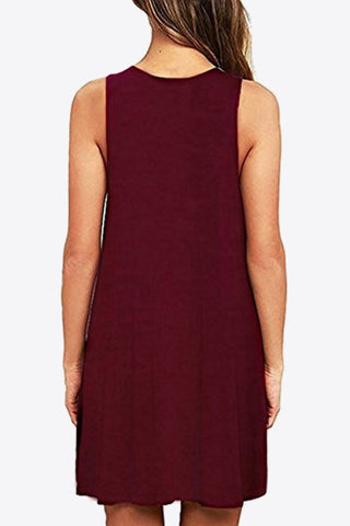 Shop Full Size Round Neck Sleeveless Dress with Pockets - High-Quality U.S. Made Women’s Fashion with Free Fast Shipping