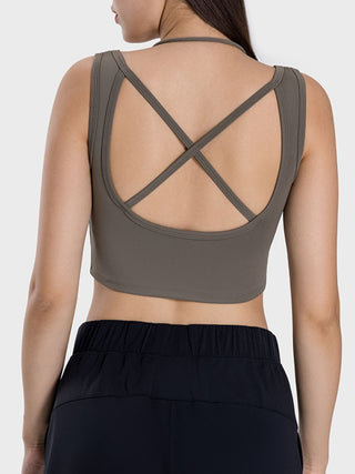 Shop Millennia Crisscross Square Neck Active Tank - High-Quality U.S. Made Women’s Fashion with Free & Fast Shipping