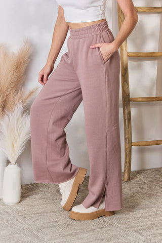 Shop RISEN High Waist Slit Wide Leg pants - High-Quality U.S. Made Women’s Fashion with Free & Fast Shipping