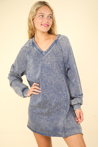 Shop VERY J Mineral Washed Oversized A-Line Mini Dress - High-Quality U.S. Made Women’s Fashion with Free & Fast Shipping