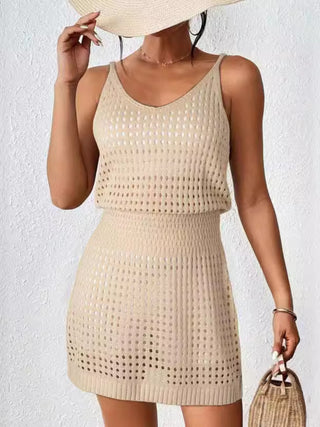 Shop Openwork V-Neck Sleeveless Cover Up Dress - High-Quality U.S. Made Women’s Fashion with Free & Fast Shipping