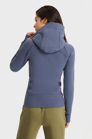 Shop Millennia Zip Up Seam Detail Hooded Sports Jacket - High-Quality U.S. Made Women’s Fashion with Free & Fast Shipping