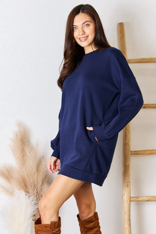 Shop Zenana Oversized Round Neck Long Sleeve Sweatshirt - High-Quality U.S. Made Women’s Fashion with Free & Fast Shipping