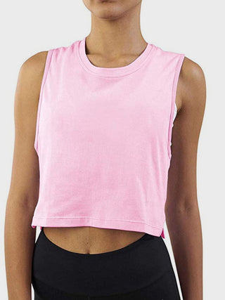 Shop Blush Pink Round Neck Cropped Tank - High-Quality U.S. Made Women’s Fashion with Free & Fast Shipping