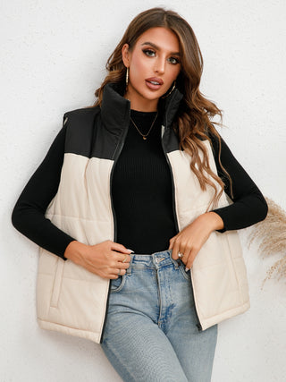 Shop Two-Tone Zip-Up Vest - High-Quality U.S. Made Women’s Fashion with Free Fast Shipping