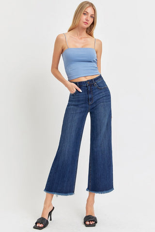 Shop RISEN Full Size Raw Hem Cropped Wide Leg Jeans - High-Quality U.S. Made Women’s Fashion with Free & Fast Shipping