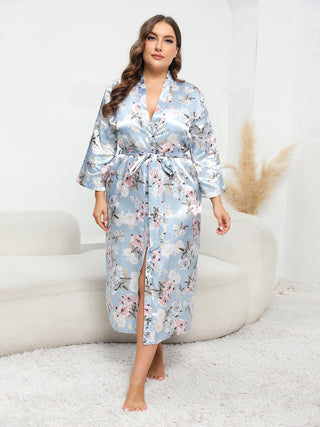 Shop Plus Size Tie Waist Robe - High-Quality U.S. Made Women’s Fashion with Free Fast Shipping