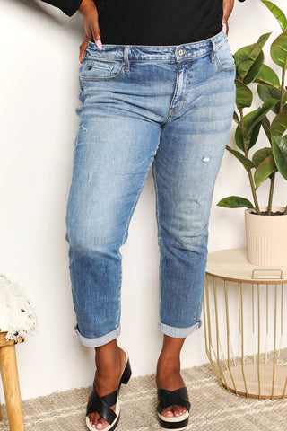 Shop Medium Kancan Full Size Mid Rise Slim Boyfriend Jeans - High-Quality U.S. Made Women’s Fashion with Free & Fast Shipping