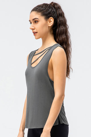 Shop Cutout Reversible Active Tank - High-Quality U.S. Made Women’s Fashion with Free & Fast Shipping