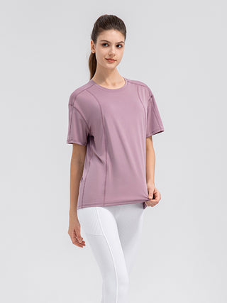 Shop Round Neck Short Sleeve Active Top - High-Quality U.S. Made Women’s Fashion with Free & Fast Shipping