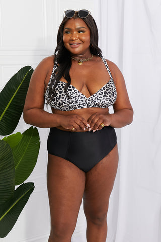 Shop Marina West Swim Take A Dip Twist High-Rise Bikini in Leopard - High-Quality U.S. Made Women’s Fashion with Free Fast Shipping