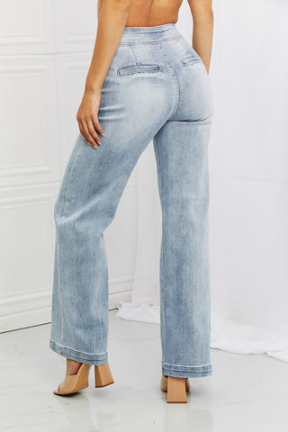 Shop RISEN Full Size Luisa Wide Flare Jeans - High-Quality U.S. Made Women’s Fashion with Free & Fast Shipping