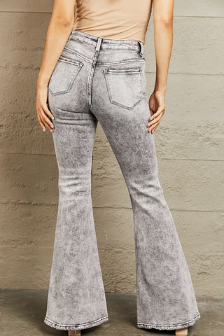 Shop BAYEAS High Waisted Acid Wash Flare Jeans - High-Quality U.S. Made Women’s Fashion with Free & Fast Shipping