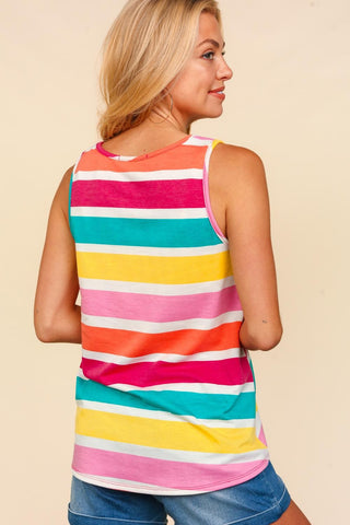 Shop Haptics Round Neck Striped Knit Tank - High-Quality U.S. Made Women’s Fashion with Free & Fast Shipping