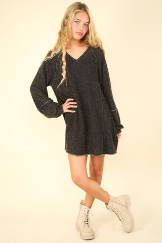 Shop VERY J Mineral Washed Oversized A-Line Mini Dress - High-Quality U.S. Made Women’s Fashion with Free & Fast Shipping