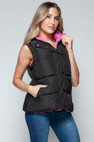 Shop Snobbish Snap and Zip Closure Hooded Vest - High-Quality U.S. Made Women’s Fashion with Free Fast Shipping