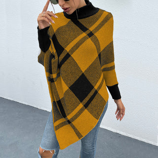 Shop Plaid Turtleneck Poncho - High-Quality U.S. Made Women’s Fashion with Free Fast Shipping