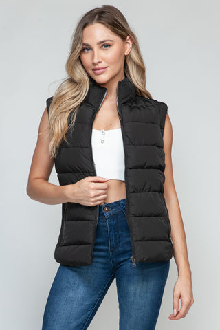 Shop Snobbish Zip Up Turtleneck Vest with Pockets - High-Quality U.S. Made Women’s Fashion with Free Fast Shipping