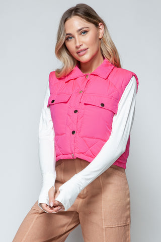 Shop Snobbish Snap Down Quilted Crop Vest - High-Quality U.S. Made Women’s Fashion with Free & Fast Shipping