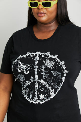 Shop mineB Full Size Butterfly Graphic Tee Shirt - High-Quality U.S. Made Women’s Fashion with Free & Fast Shipping