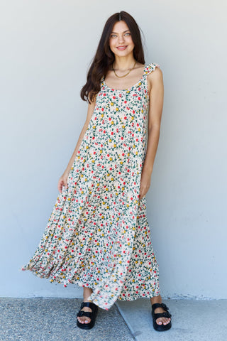 Shop Doublju In The Garden Ruffle Floral Maxi Dress in Natural Rose - High-Quality U.S. Made Women’s Fashion with Free & Fast Shipping