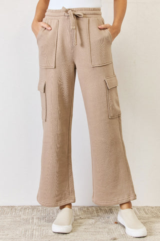 Shop Tan RISEN High Waist Cargo Wide Leg Pants - High-Quality U.S. Made Women’s Fashion with Free & Fast Shipping