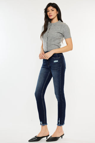 Shop Kancan Full Size Cat's Whiskers Raw Hem High Waist Jeans - High-Quality U.S. Made Women’s Fashion with Free & Fast Shipping