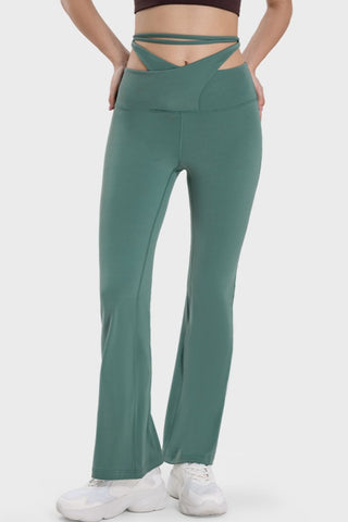 Shop Teal Tied Mid-Rise Waist Active Pants - High-Quality U.S. Made Women’s Fashion with Free & Fast Shipping