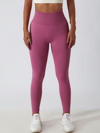 Shop Hot Pink Wide Waistband High Waist Active Leggings - High-Quality U.S. Made Women’s Fashion with Free & Fast Shipping