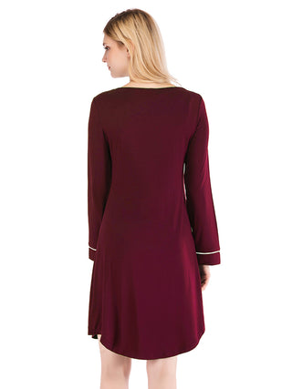 Shop Round Neck Night Dress with Pocket - High-Quality U.S. Made Women’s Fashion with Free & Fast Shipping