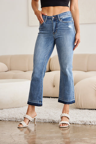 Shop Judy Blue Full Size Release Hem Cropped Bootcut Jeans - High-Quality U.S. Made Women’s Fashion with Free & Fast Shipping