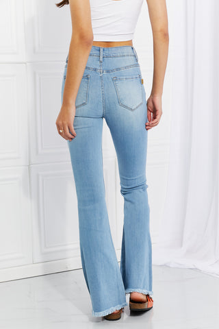 Shop Vibrant MIU Full Size Jess Button Flare Jeans - High-Quality U.S. Made Women’s Fashion with Free & Fast Shipping