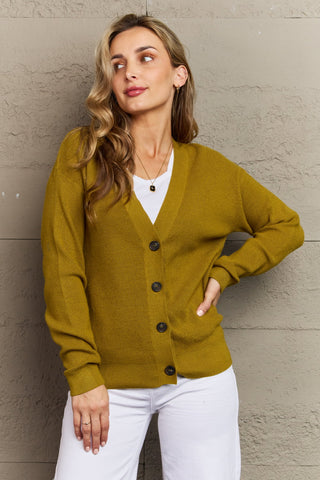 Shop Zenana Kiss Me Tonight Full Size Button Down Cardigan in Chartreuse - High-Quality U.S. Made Women’s Fashion with Free & Fast Shipping