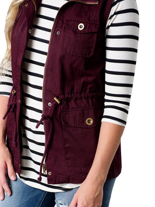 Shop Drawstring Waist Vest with Pockets - High-Quality U.S. Made Women’s Fashion with Free & Fast Shipping