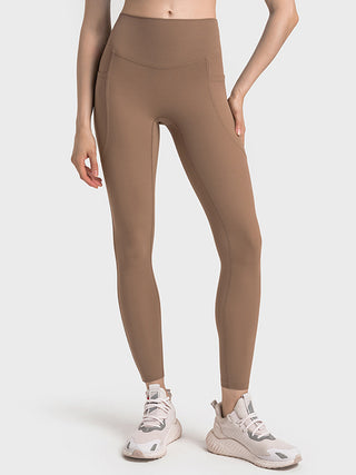 Shop Khaki Wide Waistband Active Leggings - High-Quality U.S. Made Women’s Fashion with Free & Fast Shipping