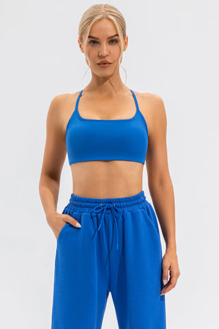 Shop Blue Crisscross Spaghetti Strap Active Cami - High-Quality U.S. Made Women’s Fashion with Free & Fast Shipping