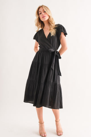 Shop And The Why Textured Tiered Midi Dress - High-Quality U.S. Made Women’s Fashion with Free & Fast Shipping