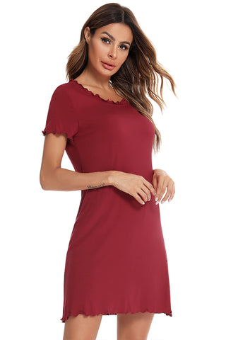 Shop Round Neck Short Sleeve Lounge Dress - High-Quality U.S. Made Women’s Fashion with Free Fast Shipping