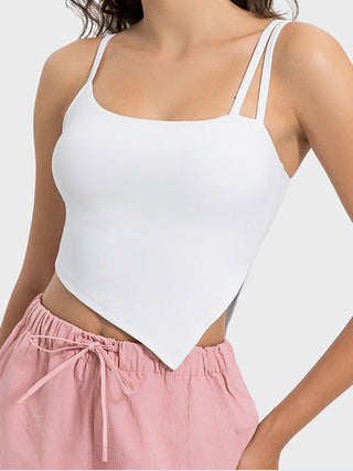 Shop White Millennia Slit Asymmetrical Neck Active Cami - High-Quality U.S. Made Women’s Fashion with Free & Fast Shipping