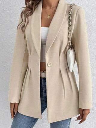 Shop Khaki One Button Long Sleeve Blazer - High-Quality U.S. Made Women’s Fashion with Free & Fast Shipping