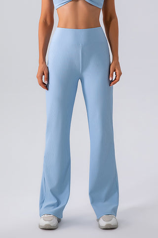 Shop Light Blue High Waist Straight Active Pants - High-Quality U.S. Made Women’s Fashion with Free & Fast Shipping