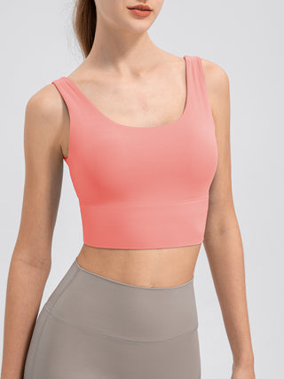 Shop Coral Scoop Neck Wide Strap Active Tank - High-Quality U.S. Made Women’s Fashion with Free & Fast Shipping