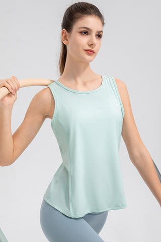 Shop Aqua Wide Strap Round Neck Active Tank - High-Quality U.S. Made Women’s Fashion with Free & Fast Shipping