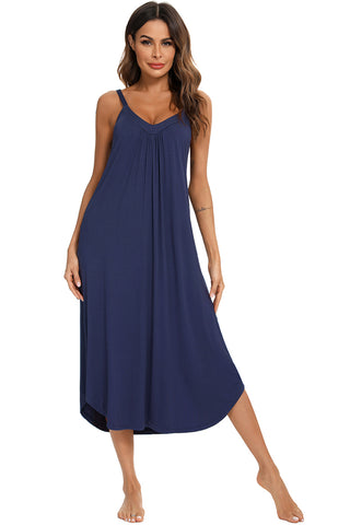 Shop V-Neck Midi Lounge Dress - High-Quality U.S. Made Women’s Fashion with Free Fast Shipping