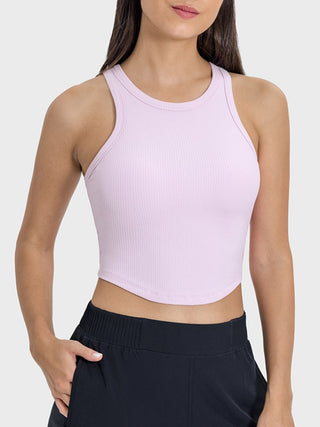 Shop Blush Pink Millennia Round Neck Racerback Active Tank - High-Quality U.S. Made Women’s Fashion with Free & Fast Shipping