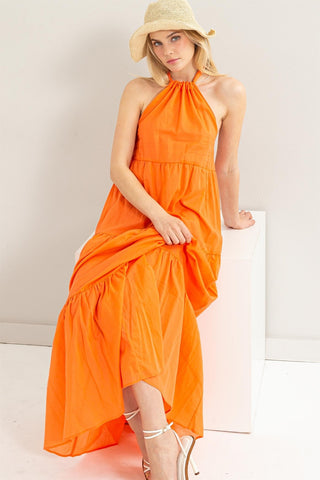 Shop Orange HYFVE Halter Neck Cover Up Maxi Dress - High-Quality U.S. Made Women’s Fashion with Free & Fast Shipping