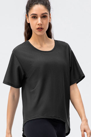 Shop Round Neck Short Sleeve Active Tee - High-Quality U.S. Made Women’s Fashion with Free & Fast Shipping